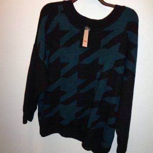 NEW EVRI Sweater Size 3X Black & Teal Crewneck Women's Plus
